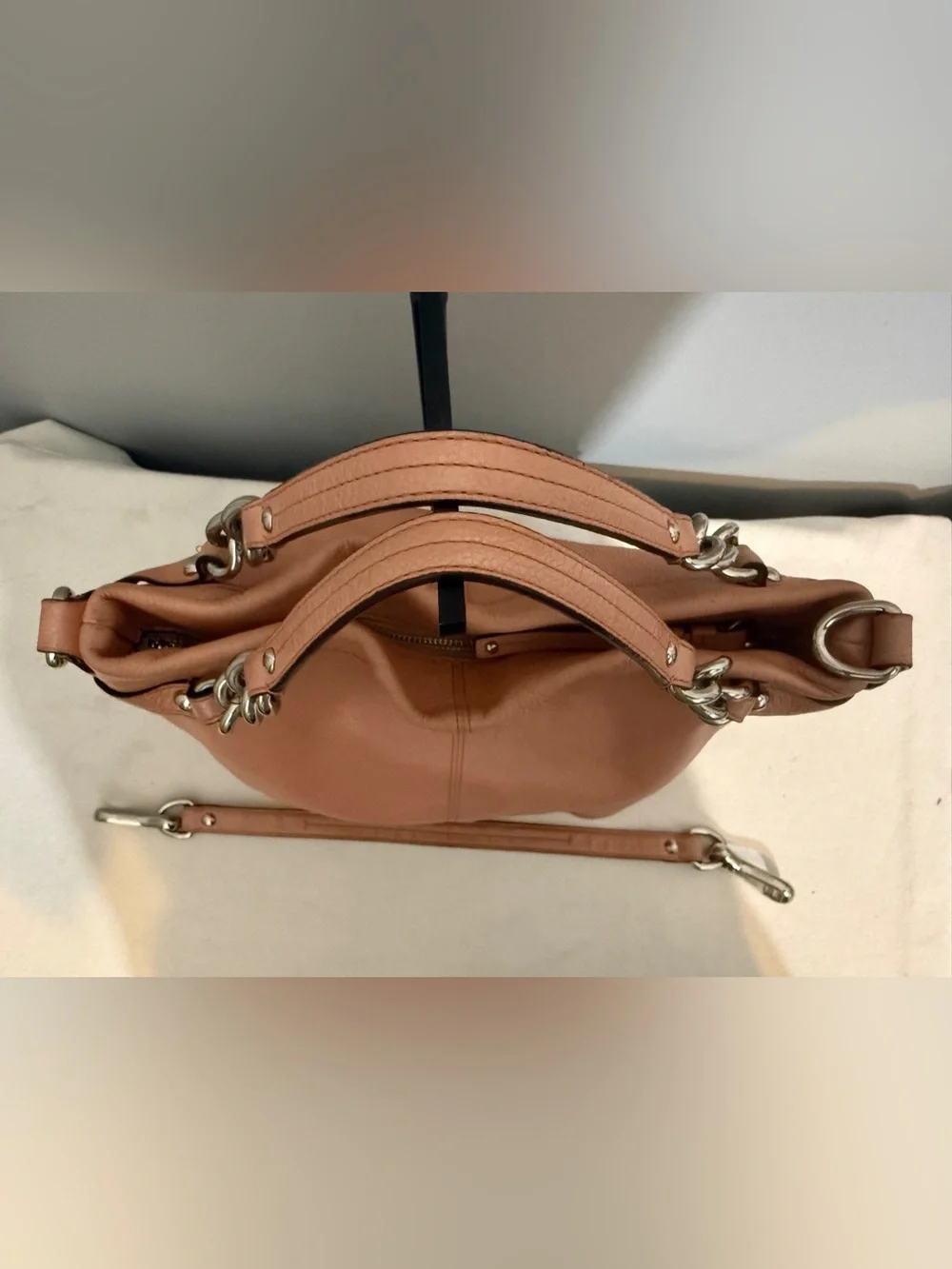 Coach Brooke Hobo Shoulder Bag Blush Pink Silver Hardware F17165
